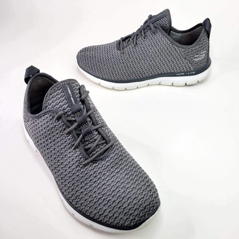 Skechers Women's Size 8 Sneaker Knit Gray Flex Shoe Lace Up